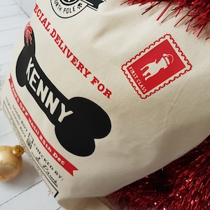 Personalised pet Dog Santa Sack Stocking Christmas Bag Xmas Treat Gift Bag image 8