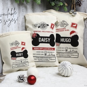 Personalised pet Dog Santa Sack Stocking Christmas Bag Xmas Treat Gift Bag image 1