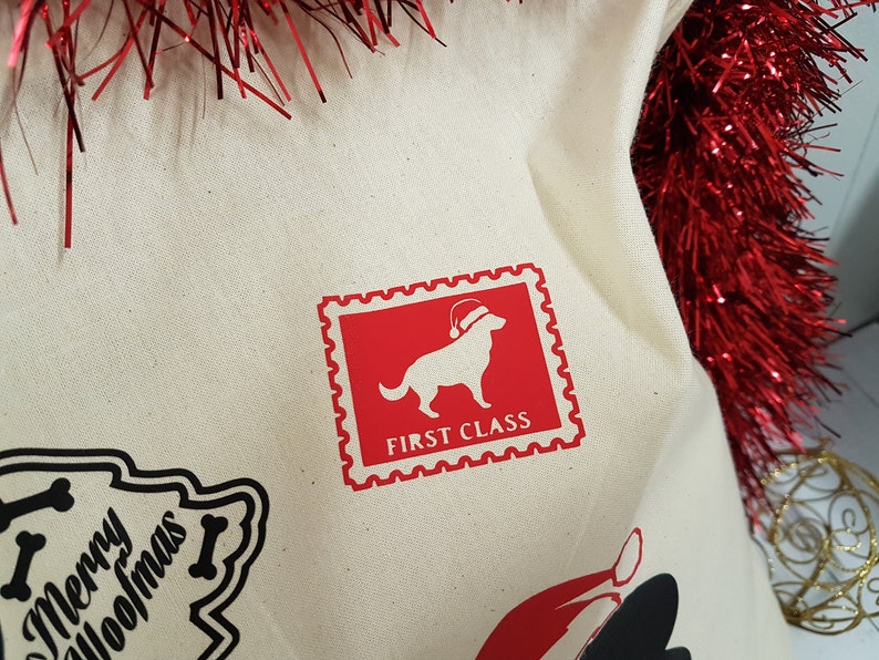 Personalised pet Dog Santa Sack Stocking Christmas Bag Xmas Treat Gift Bag image 5