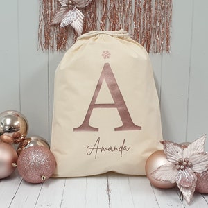Personalised Santa Sack, Christmas sack, Christmas Eve box, Letter, Rose Gold, Gold, Gift for her, Gift for him