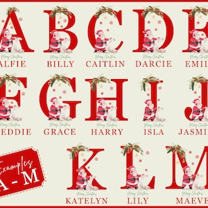 Personalised santa sacks, Christmas stocking, Christmas sacks, wooden name tag & Initial, Christmas eve gift bag, add name large letter bild 8