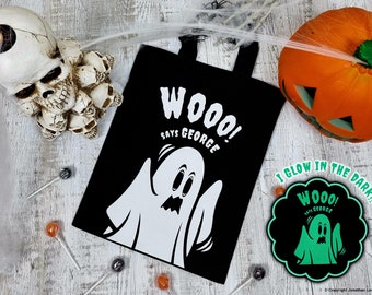 Halloween Treat Bag, trick or treat bag, personalised Halloween bag, personalised gift bag - GHOST, glow in the dark, pumpkin, witch