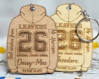 School Leavers 2026 Hoodie Keyring Gift | Teacher pupil gifts | Student hoody keepsake bag charm | personalised class thank you key ring