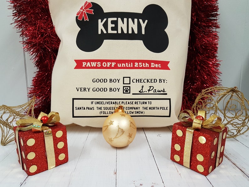 Personalised pet Dog Santa Sack Stocking Christmas Bag Xmas Treat Gift Bag image 9