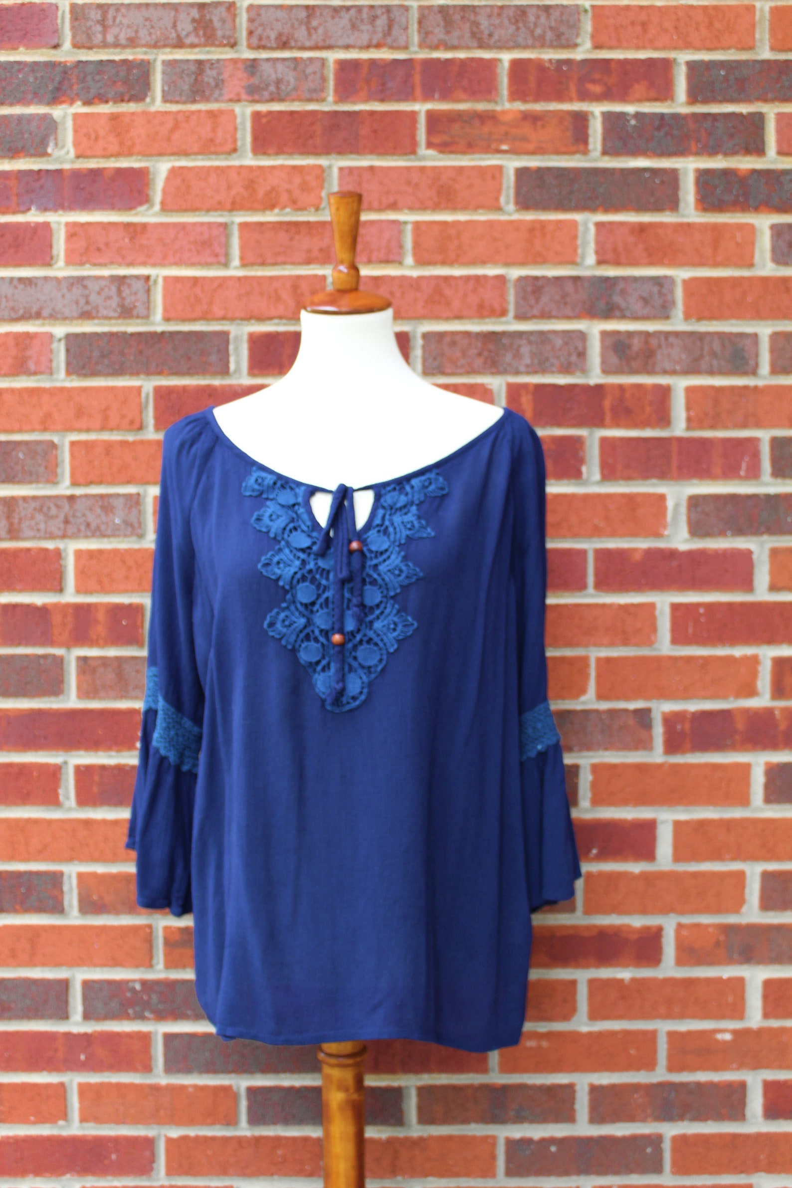 navy blue peasant top