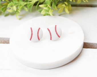 Baseball Button Earrings | Ball Mom Earrings | Stud Earrings | Clip On Earrings |Nickel Free Earrings| Limited Quantity Available