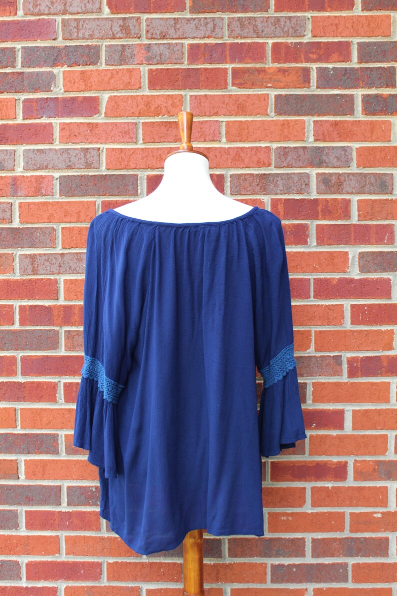 navy blue peasant top