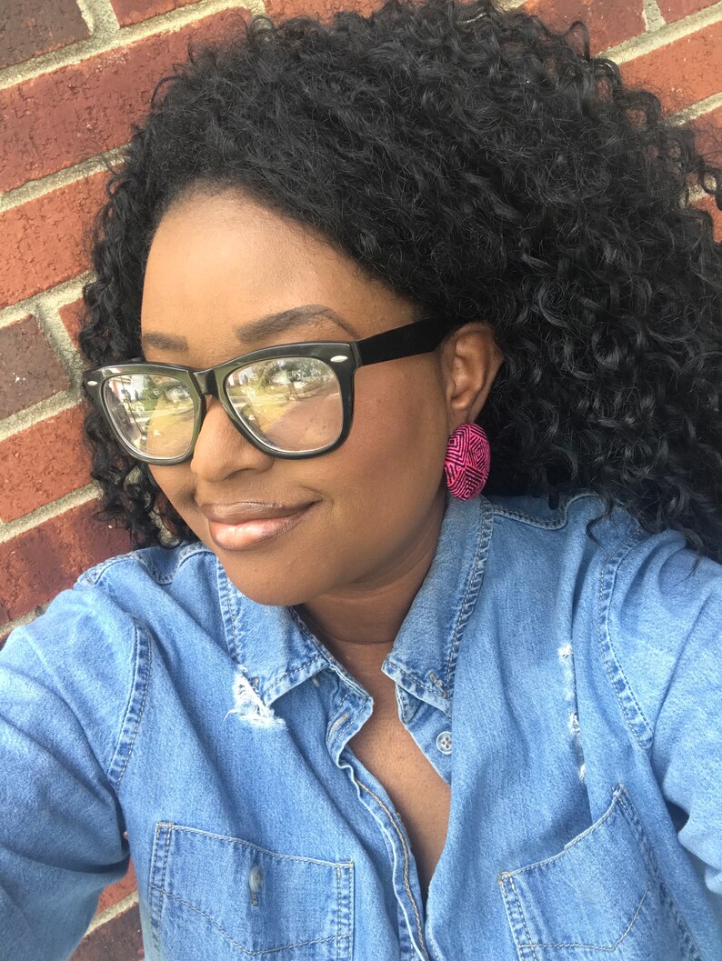 Gold Faux Leather Fabric Button Earrings Color Me BOLD Extra Etsy