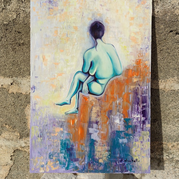 Abstract nude painting oil nudeart oil on canvas 40x60 cm canvas oil painting woman sitting on chair picture nude bedroom wall art modern