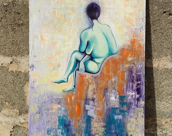 Abstract nude painting oil nudeart oil on canvas 40x60 cm canvas oil painting woman sitting on chair picture nude bedroom wall art modern