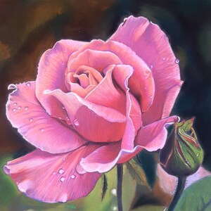 オリジナルの桜のパステル画、9x12のピンクの花のアート、植物の