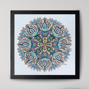 Disegno originale di mandala biomorfo in acrilico e inchiostro su carta di cotone. Intricata opera d'arte disegnata a mano 20 x 20 cm. Francesca Licchelli. Spedizione gratuita.