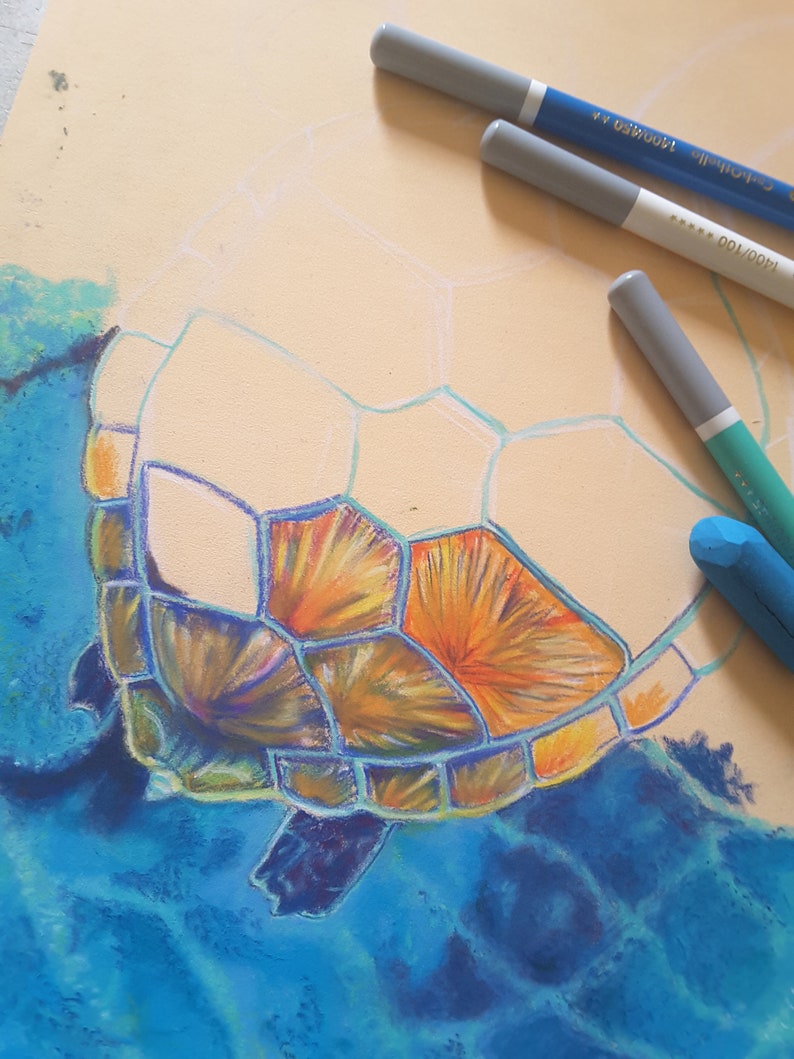 Turtle Painting for Nursery Soft Pastel Painting Original - Etsy