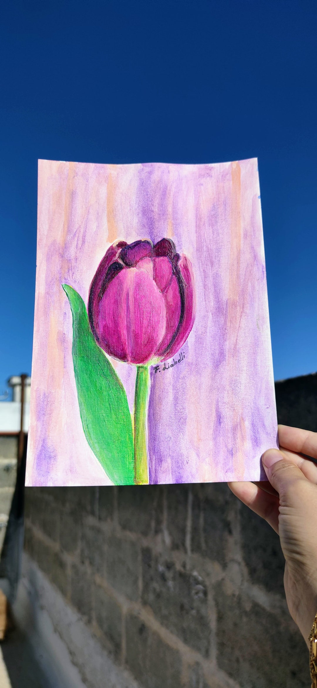 Violet Tulip Wall Art Purple Tulip Small Painting Tulip Acrylic