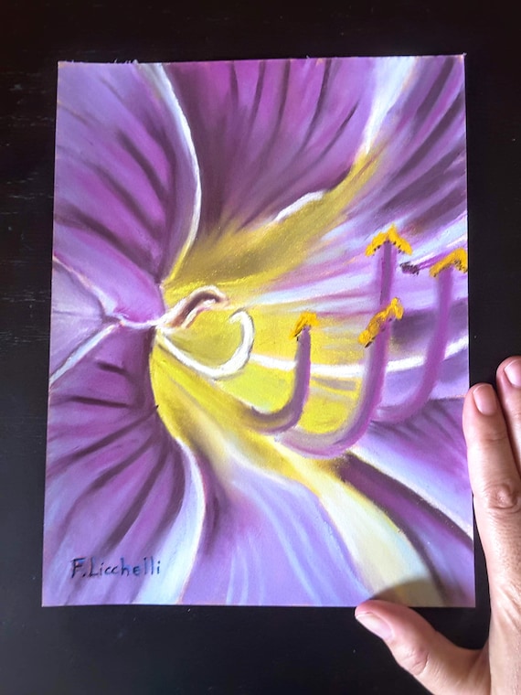 Dessin de lys violet peinture pastel fleur violette macro - Etsy Canada
