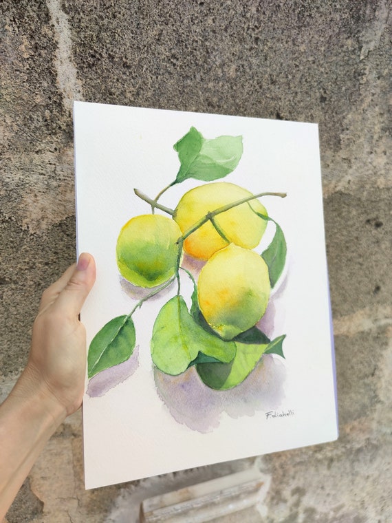 Lemon Watercolor Original Painting Still Life Lemons With Etsy