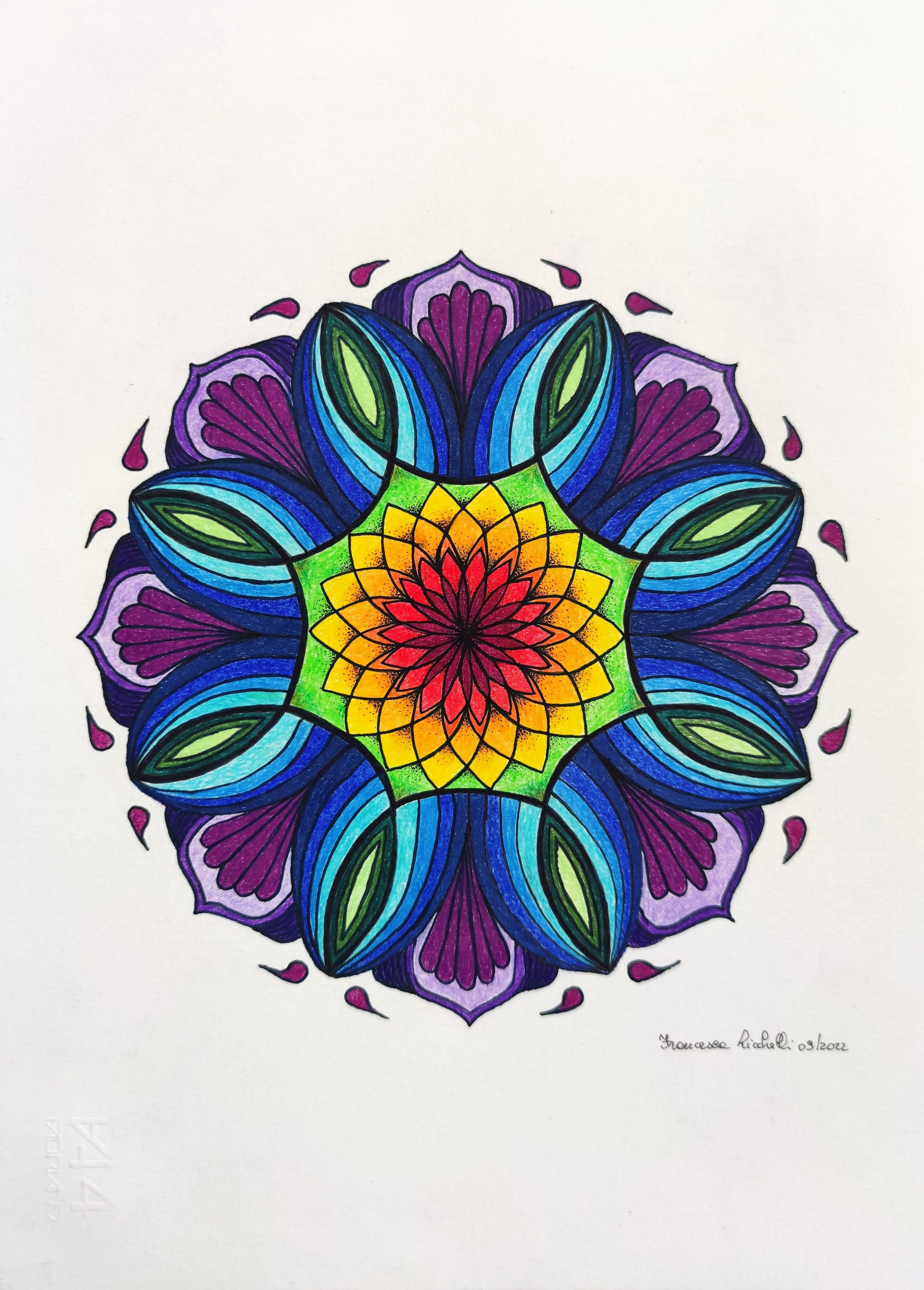 絵画　マンダラ　チャクラ 時輪曼荼羅 KalaChakra カーラチャクラマンダラ (ブルー