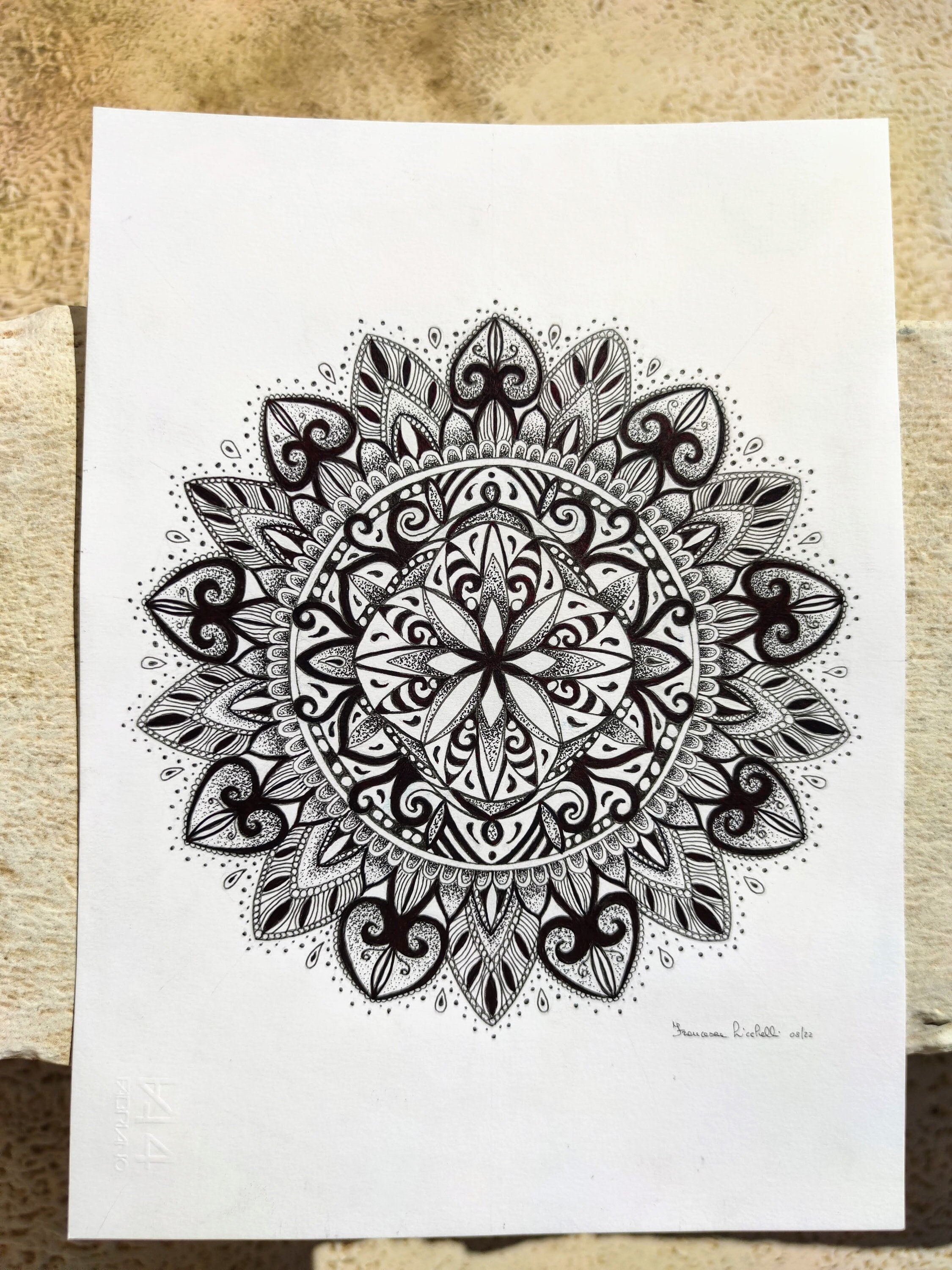 Mandala Art Mandala Drawing Original Black and White Mandala Painting
