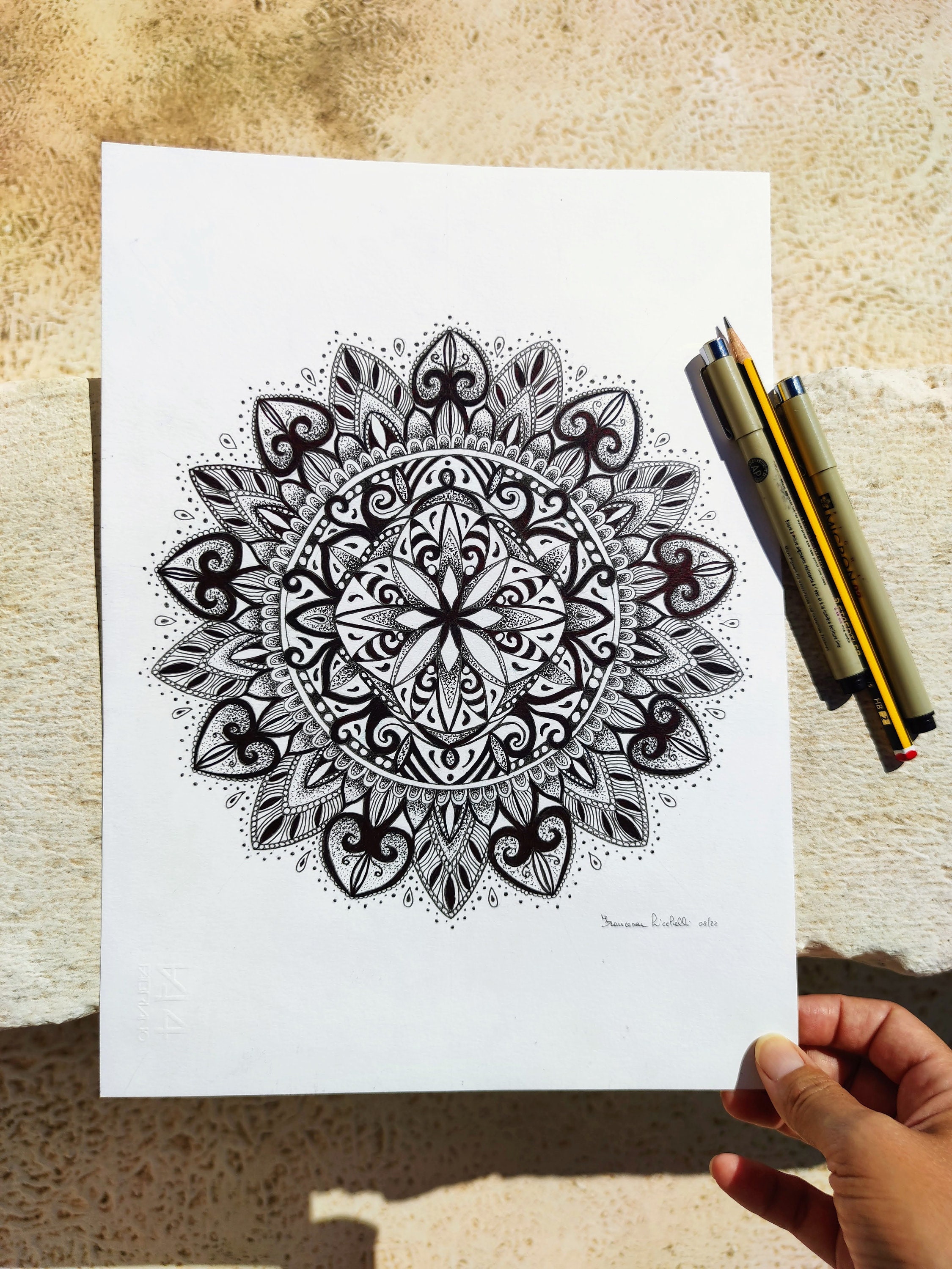 Mandala Art Mandala Drawing Original Black and White Mandala Painting