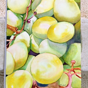 Grapes watercolor original painting yellow grapes painting green grapes wall art artwork for kitchen fruit painting still ife watercolor art image 5