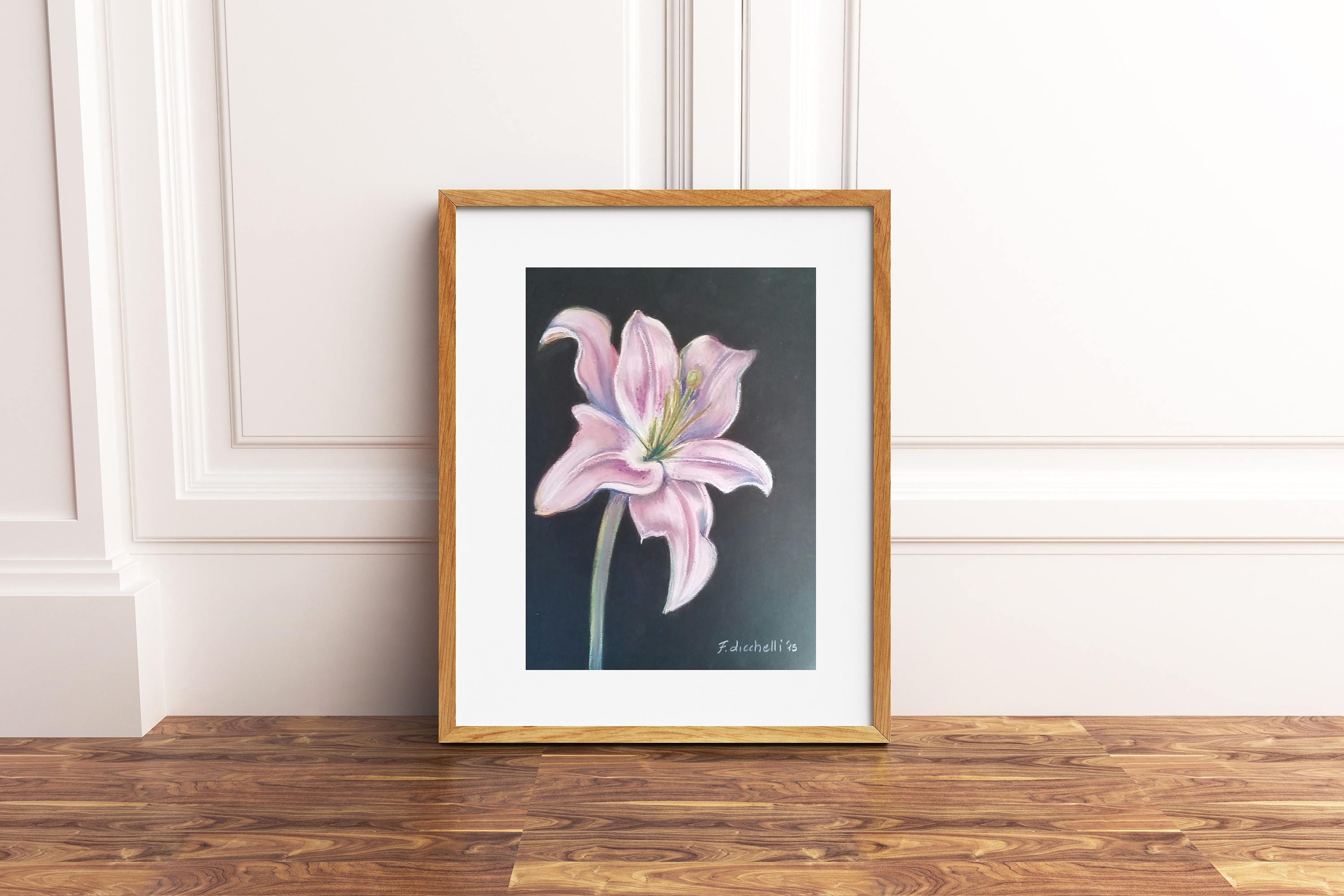 Original Lily painting soft pastel art under sunlight