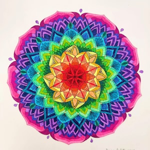 オリジナルチャクラマンダラ、8x13手描きスピリチュアルアート
