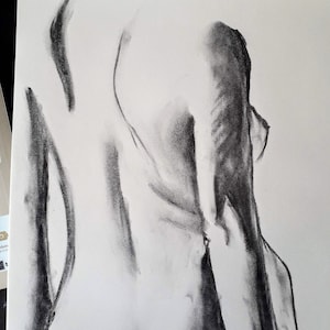 Charcoal Drawing Sketch, Nudeart Woman Charcoal, Nudeart Sketch Woman