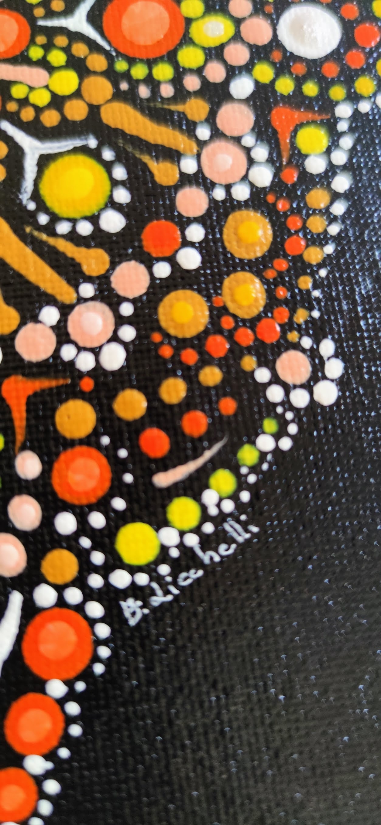 Dot Mandala Original Painting Acrylics on Canvas Orange Yellow Mandala