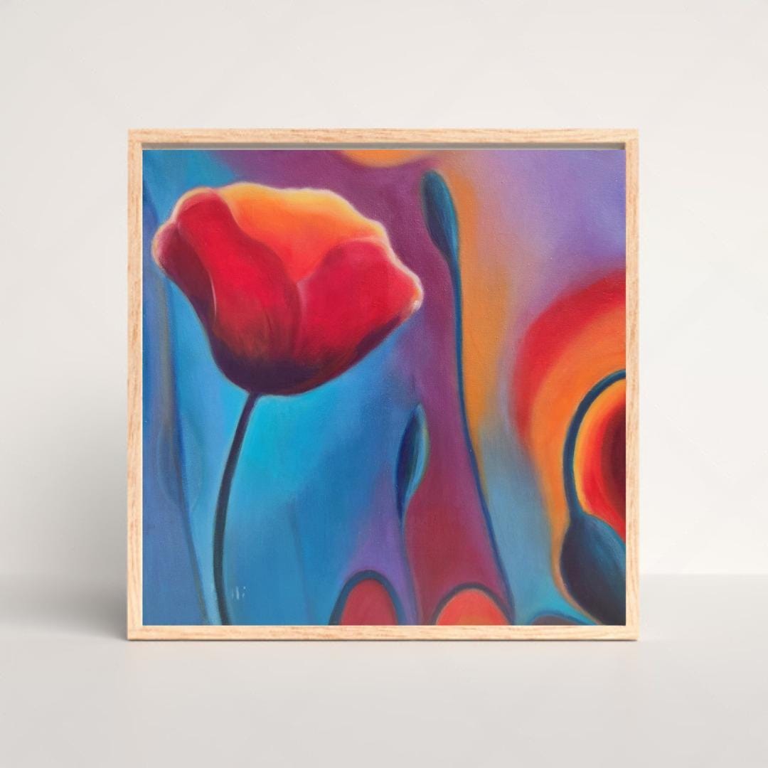 Red Poppy Original Oil Painting Abstract Floral Wall Art Bold Colorful ...
