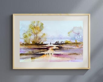 水彩風景画２ 古い日本の風景にもペンが合う 【透明水彩風景画】 Old japanese