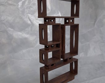 Miniature Mid-Century Modern Dollhouse Etageres dark walnut