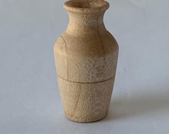 Jarrón de madera de arce torneado a mano para casa de muñecas, miniatura a escala 1:12