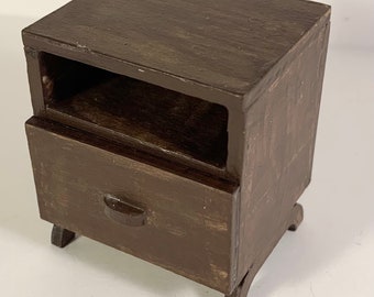 Mid Century Modern Dollhouse Miniature Nightstand, 1:12 Scale