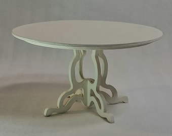 Mesa de casa de muñecas en miniatura, estilo Art Nouveau Shabby Chic, escala 1:12