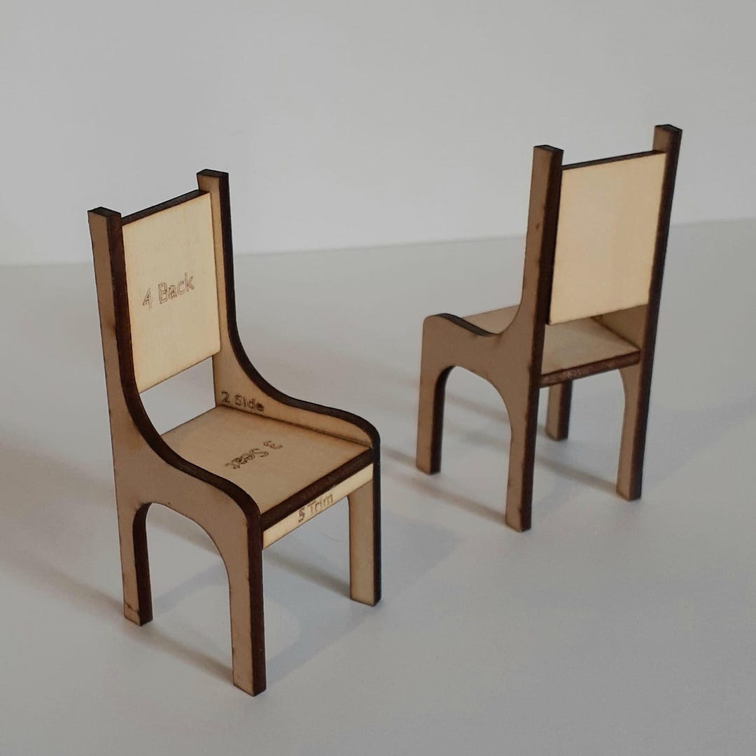 1:12 Scale Bistro Chairs Kit. 2 Pack Pre Cut Wood Pieces. Detailed ...