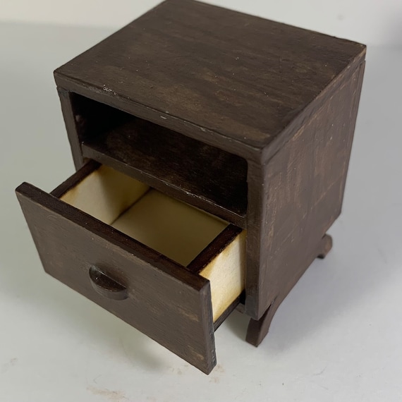 VICASKY Ensemble Meubles Miniatures Maison Poupée Style Moderne - Table Chevet Lit Échelle 1/12