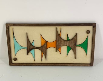 Decoración de pared para casa de muñecas: formas atómicas de estilo moderno de mediados de siglo, escala 1:12.