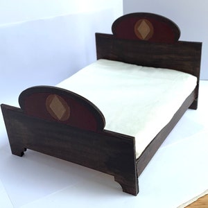 Handmade Art Deco Dollhouse Bed (1:12 Scale)