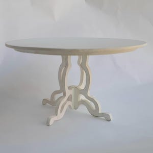 Dollhouse Miniature round table. Art Nouveau style Shabby Chic white finish. 1:12 scale Artist designed and made 4” diameter