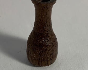 Jarrón para casa de muñecas hecho a mano, escala 1:12, madera de nogal oscuro