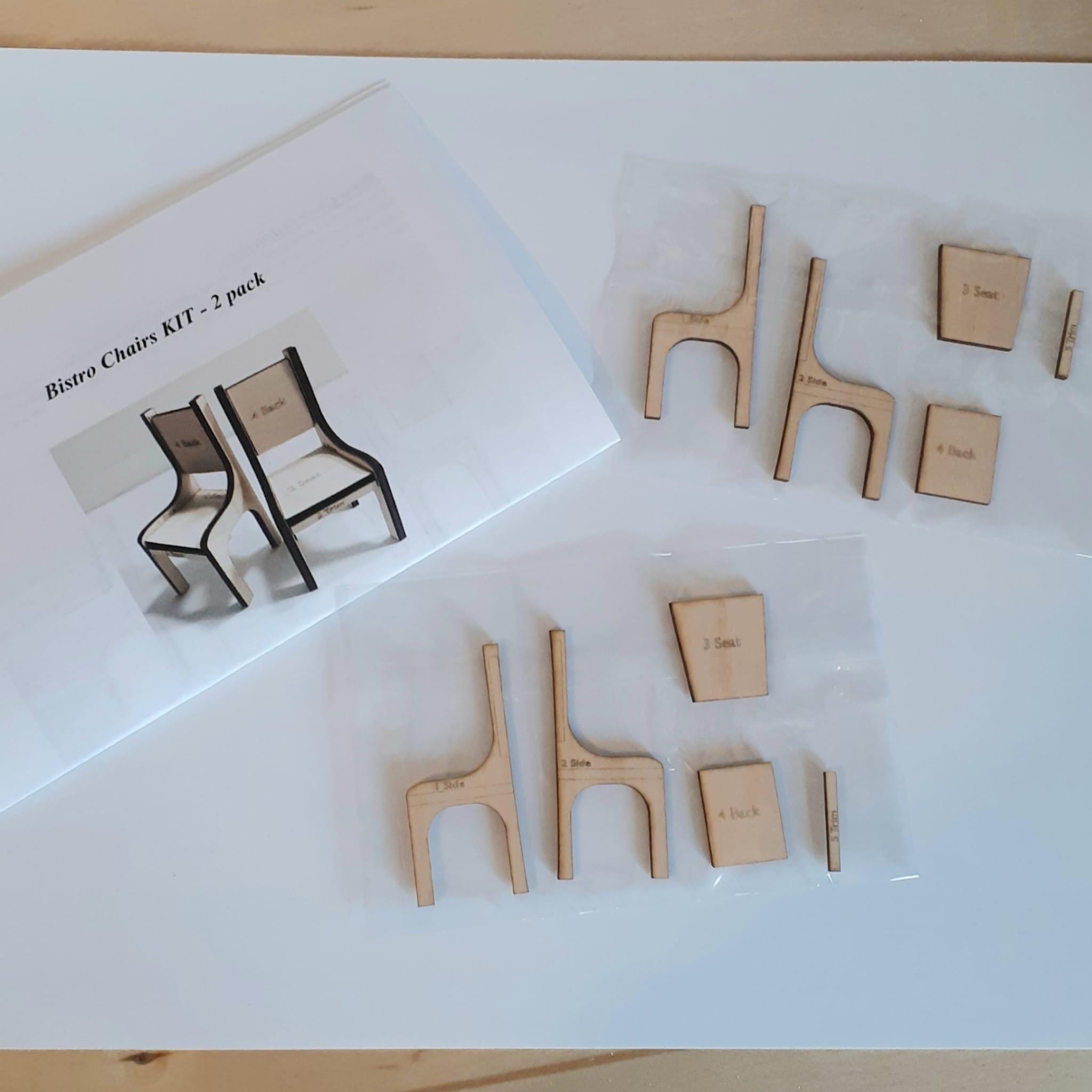 1:12 Scale Bistro Chairs Kit. 2 Pack Pre Cut Wood Pieces. Detailed ...