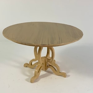 Dollhouse Miniature round table. Art Nouveau blonde oak faux finish. 1:12 scale Artist designed and made 4” diameter