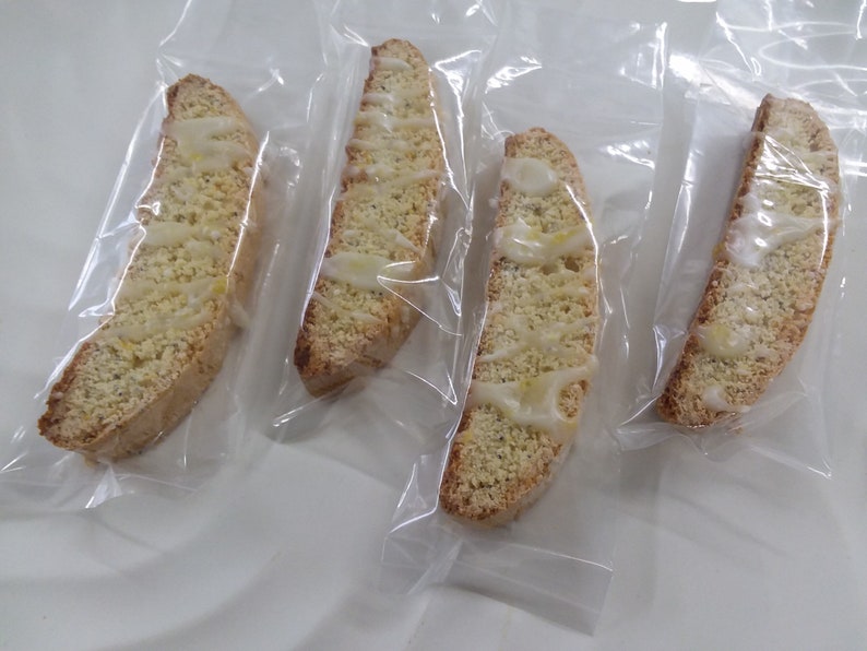 Awesome Iced Lemon Poppyseed Biscotti 18 individually wrapped Etsy