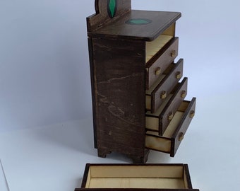 Cassettiera Lunga Art Deco In Miniatura Scala 1:12 &ndash; Fatta A Mano M&amp;l Miniatures &ndash; Per Casa Delle Bambole