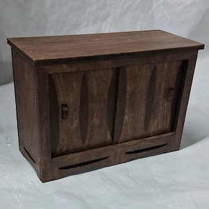Doll house Miniature Rectangle Sideboard Credenza Mid Century Modern style. Dark brown finish. 1:12 scale.