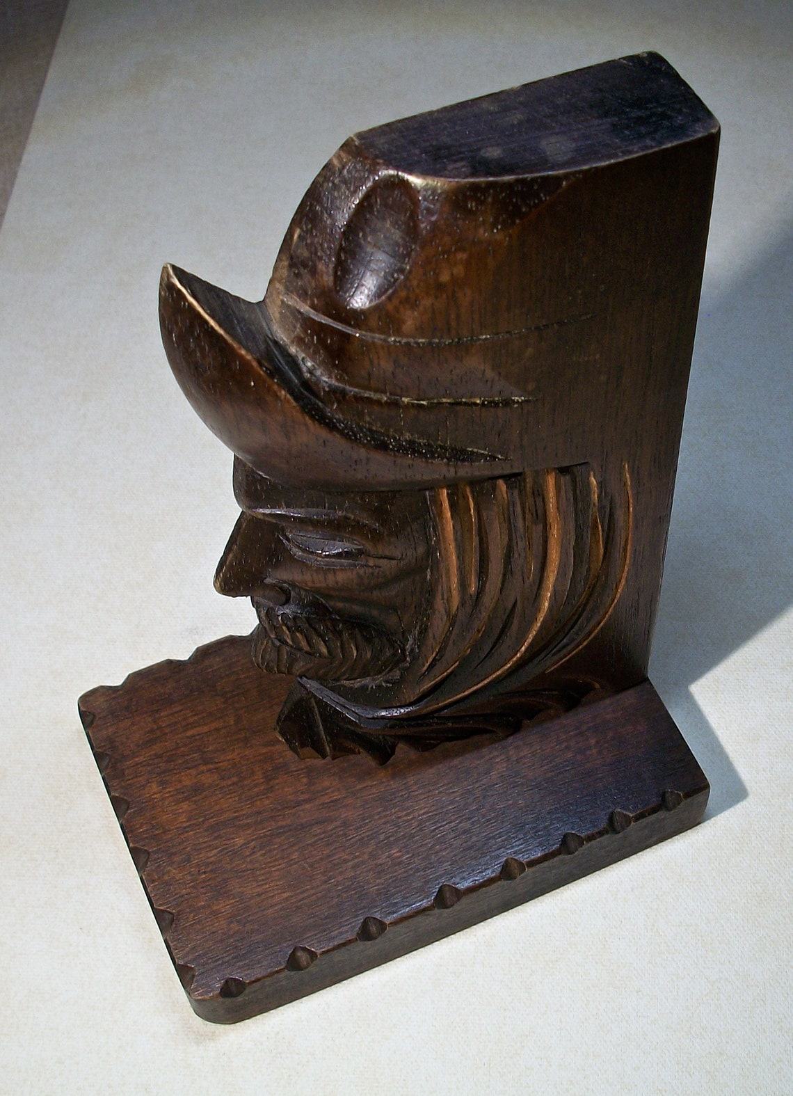 Spanish Conquistador Wooden Bookend One Bookend Hand Carved Etsy