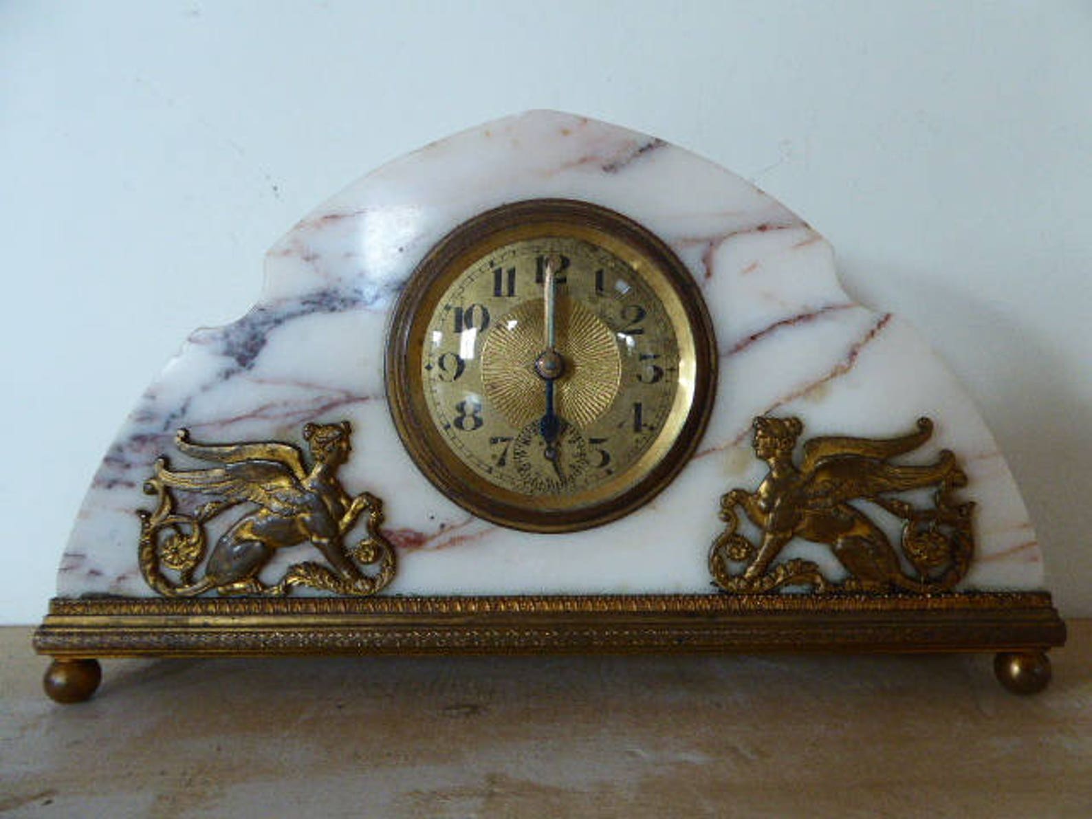 Art Deco Marble Mantle Clock Vintage French Clock 1930s Etsy