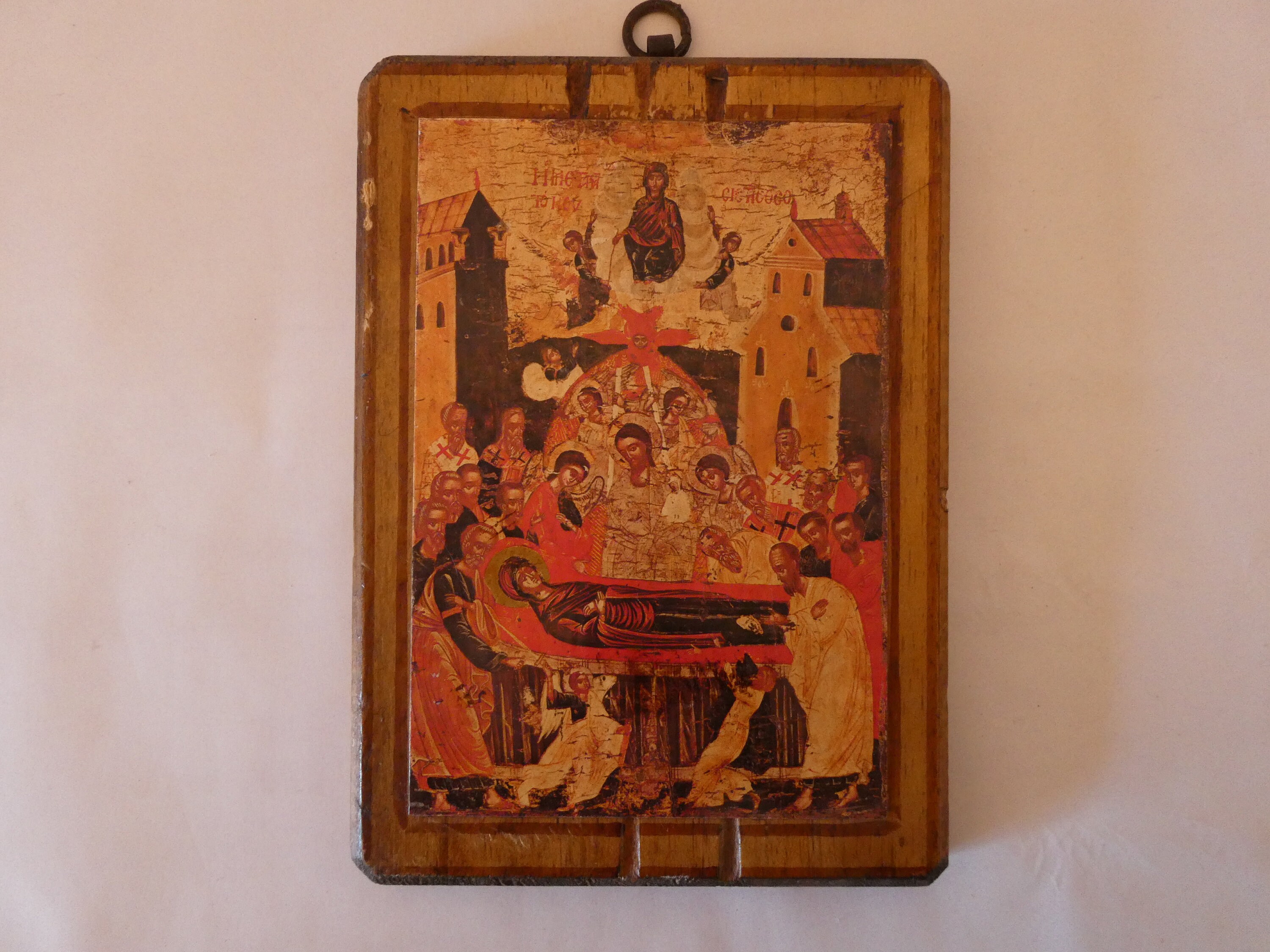 Image Religieuse Vintage Montée sur Bois Représentant La Mort d'une Femme 0122047-2173