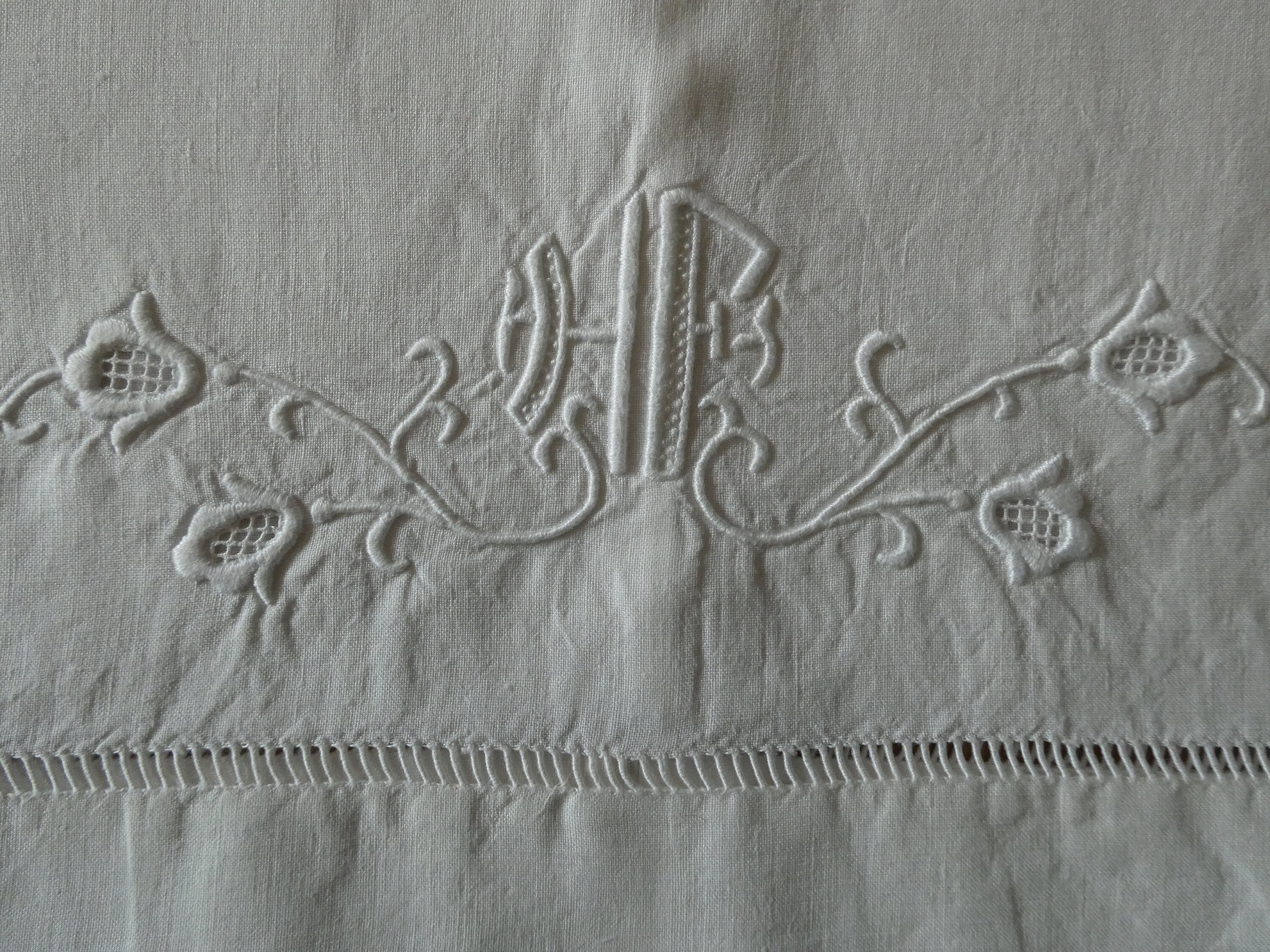 Vintage Français Pure Linen Traversin Cover Pour Traversin de Lit Monogrammé Hf 0222018-2208