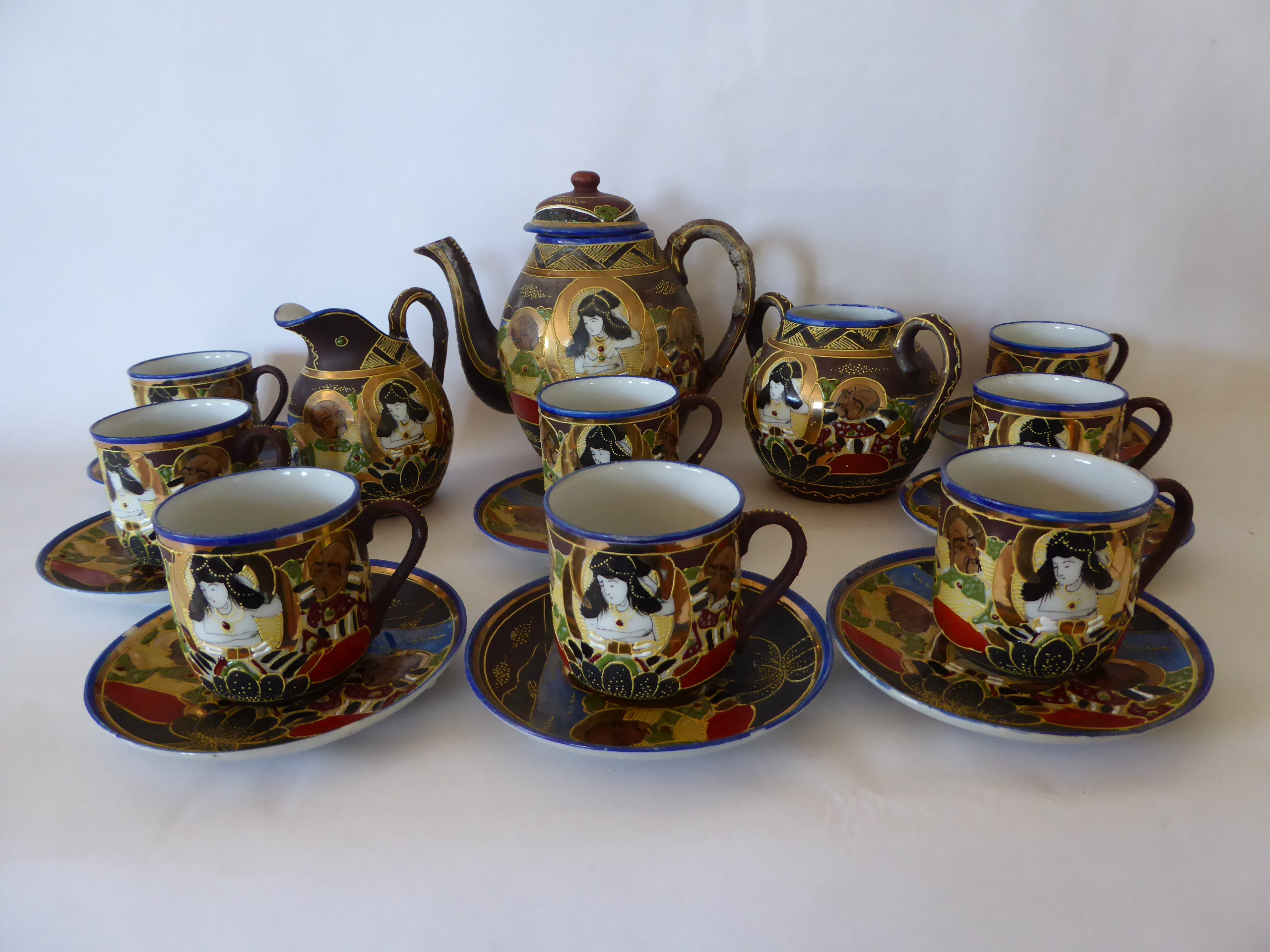Japanese Porcelain 20 Piece Tea Set by Maruni and Co From
